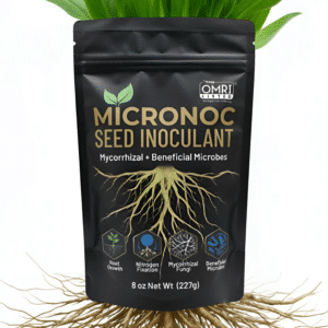 Micronoc Seed Inoculant – Mycorrhizal Fungi & Beneficial Microbial Blend for Corn, Cotton, Soybeans, Peanuts, Cover Crops & Gardens – OMRI® (8 oz)